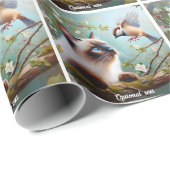Mooie Siamese Kat en Sparrow Cadeaupapier (Rol Hoek)