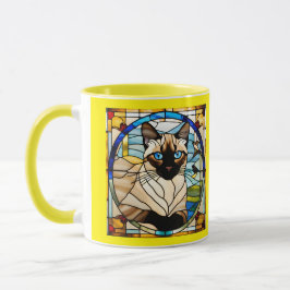 Mooie Siamese Kat Gebrandschilderd Glas Mok