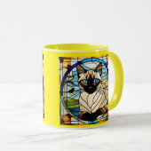 Mooie Siamese Kat Gebrandschilderd Glas Mok (Voorkant rechts)
