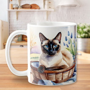 Mooie Siamese Kat Huisdierras Elegante Kunst Katac Koffiemok
