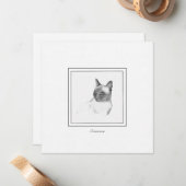 Mooie siamese kat-karkassen tekening notitiekaartje (Voorkant / Achterkant in situ)