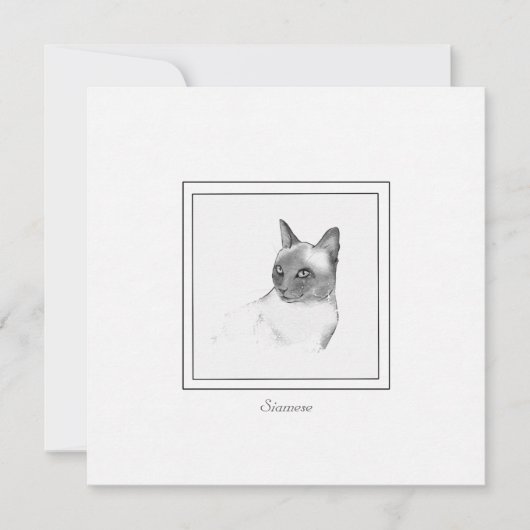Mooie siamese kat-karkassen tekening notitiekaartje (Voorkant)