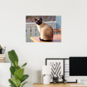 Mooie Siamese kat met blauwe ogen Poster (Thuiskantoor)