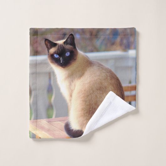 Mooie Siamese kat met blauwe ogen Washandje (Wasdoekje)