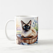 Mooie Siamese Kat Pet Ras Elegante Art Feline Koffiemok (Links)