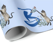 Mooie Siamese Kat Vlinder Monogram Initiaal B Cadeaupapier (Rol Hoek)