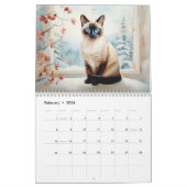 Mooie Siamese Katten Pet Lover Waterverf Dier Kalender (Feb 2026)