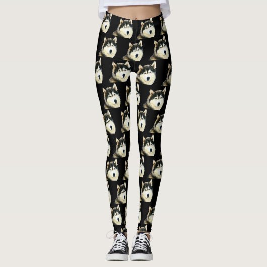 Mooie Siberische Husky Broek Leggings (Voorkant)