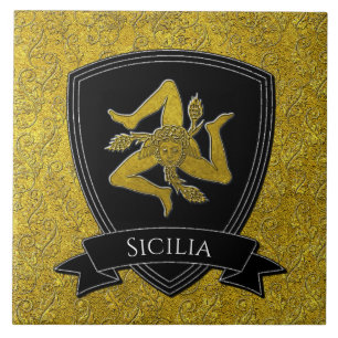 Mooie  Siciliaanse Trinacria Tegeltje