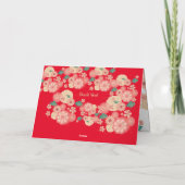 Mooie sierbloemen roze tuinbloemen bedankkaart (Achterkant)