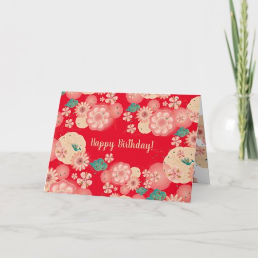 Mooie sierbloemen roze tuinbloemen bedankkaart (Voorkant)