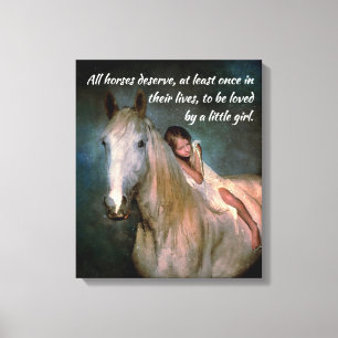 Mooie Sierkussennen van witte paarden en kleine me Canvas Afdruk