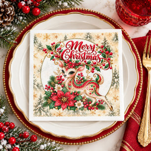 Mooie Sierlijke Rendieren Prettig Kerstfeest Servet