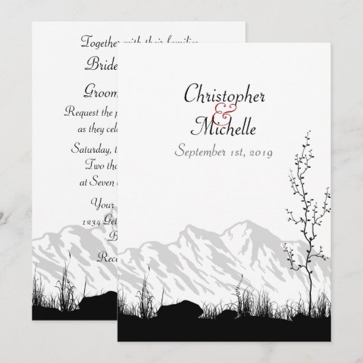 Mooie Silhouette Berg Bruiloft Uitnodiging (Voorkant / Achterkant)