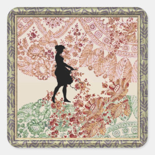 Mooie Silhouette Girl Classic Ronde Sticker