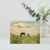 Mooie Silhouette merrie en veulen paard Dank u Briefkaart (Staand voorkant)