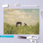 Mooie Silhouette merrie en veulen paard Tissuepapier (Craft)