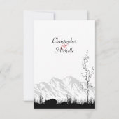 Mooie Silhouette Mountain bruiloft RSVP Kaartje (Achterkant)