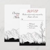 Mooie Silhouette Mountain bruiloft RSVP Kaartje (Voorkant / Achterkant)