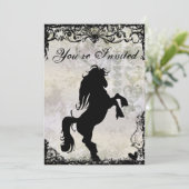 Mooie Silhouette Paard Verjaardag Uitnodiging (Staand voorkant)