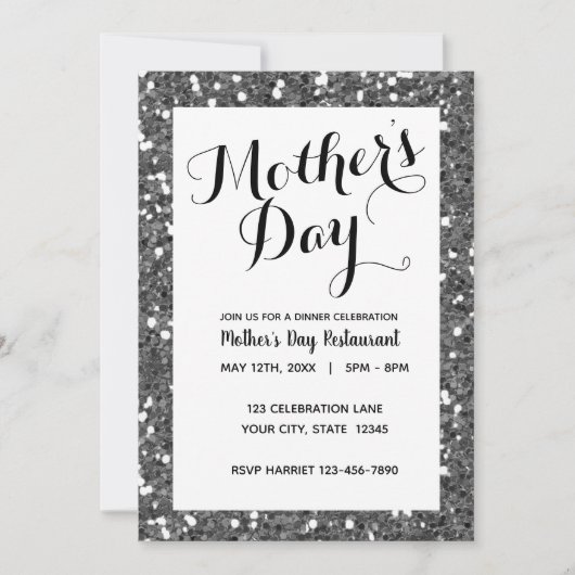 Mooie Silver Glitter-Moederdag Kaart (Voorkant)