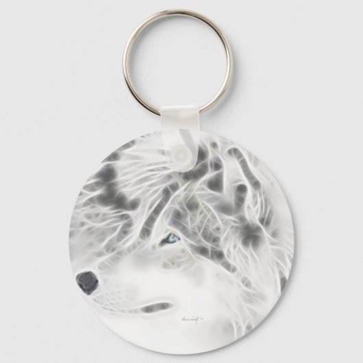 Mooie Silver Wolf Sleutelhanger (Voorkant)