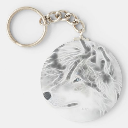 Mooie Silver Wolf Sleutelhanger (Voorkant)