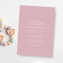 Mooie simpele roze stippen baby sprinkle shower kaart