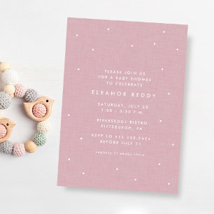Mooie simpele roze stippen baby sprinkle shower kaart