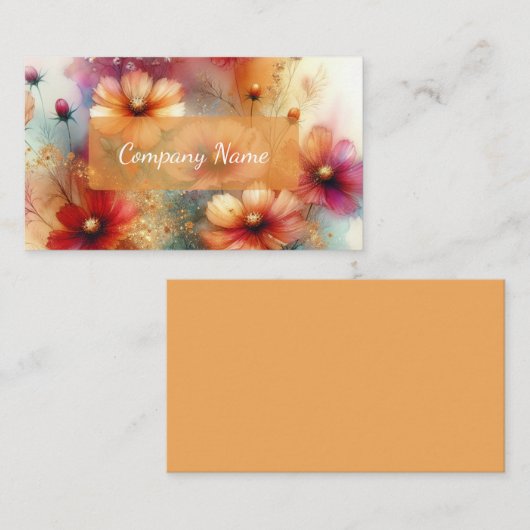 Mooie Sinaasappel en Rode Wildbloemen Visitekaartje (Voorkant / Achterkant)