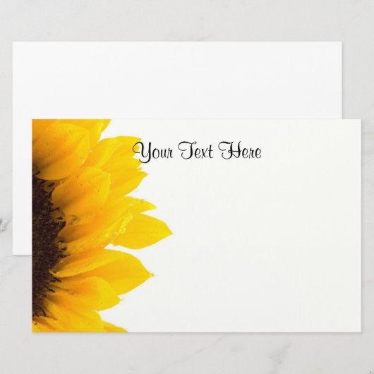 Mooie Sjabloon zonnebloem Briefpapier (Voorkant / Achterkant)
