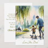 Mooie Skateboardlessen met papa Aquarel Feestdagenkaart (Voorkant / Achterkant)