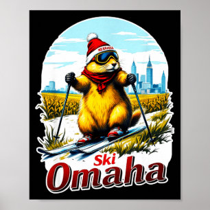 Mooie ski-avontuur in omaha bosmarmot prairiehond poster