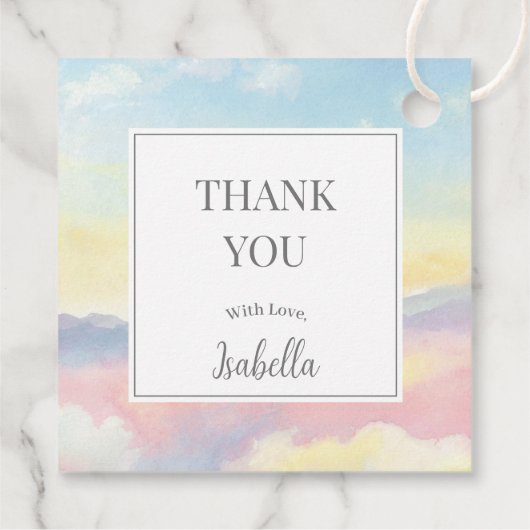 Mooie Sky and Clouds Baby shower Dank u Bedankjes Labels (Achterkant)