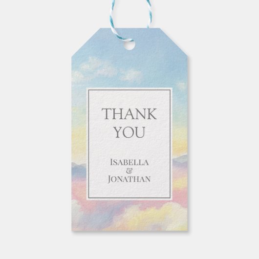 Mooie Sky and Clouds Baby shower Dank u Cadeaulabel (Achterkant)