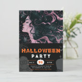Mooie Sky Goddess roze zwart Halloween Kaart (Staand voorkant)