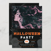 Mooie Sky Goddess roze zwart Halloween Kaart (Voorkant / Achterkant)