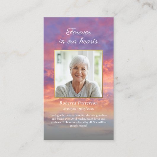 Mooie Sky Sunset begrafenis gebed Kaart Visitekaartje (Voorkant)