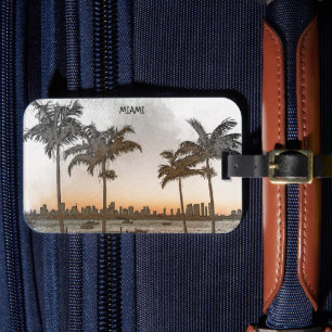 Mooie skyline van de Vintage van Miami Bagagelabel