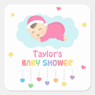 Mooie Slaande Baby Meisje Shower Feest Labels