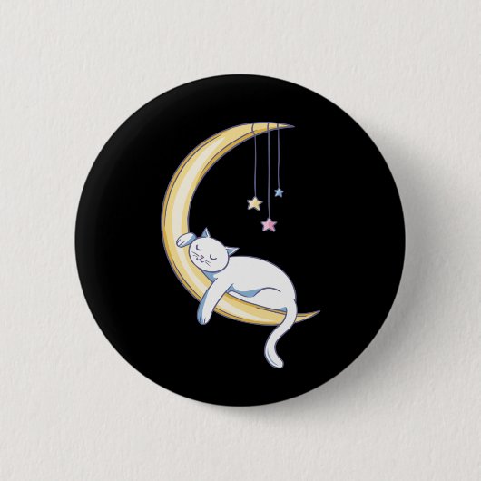 Mooie Slaande Witte Kat Ronde Button 5,7 Cm (Voorkant)