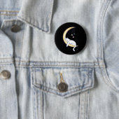 Mooie Slaande Witte Kat Ronde Button 5,7 Cm (In situ)