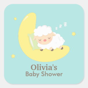 Mooie Slaap Lammetje Baby Shower Feest Labels