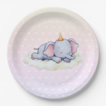 Mooie Slaap Olifant Baby Shower Papieren Borden