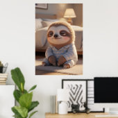 Mooie Slaapdier Luiaard Pyjama Kunstposter Poster (Thuiskantoor)