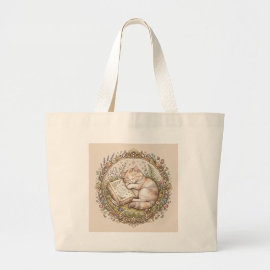 Mooie Slaapkat Boodschappentassen Grote Tote Bag (Voorkant)