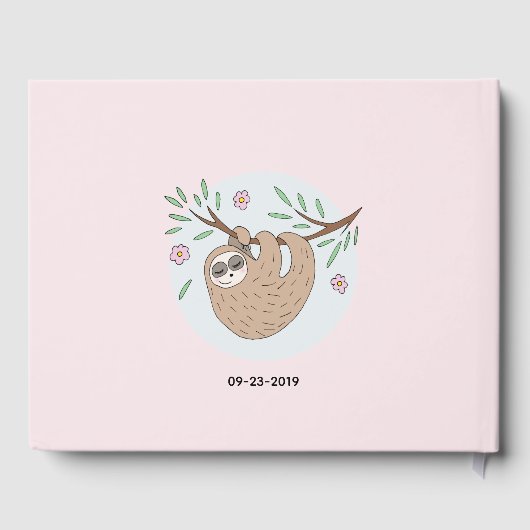 Mooie Slaapslord Dier en Naam Baby Shower Gastenboek (Achterkant)