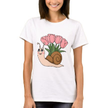Mooie Slak met Tulpen Bloemrijke Lente Tuinontwerp