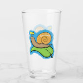 Mooie slak op een bladtekening van de cartoon glas (Achterkant)