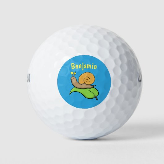 Mooie slak op een bladtekening van de cartoon golfballen (Voorkant)